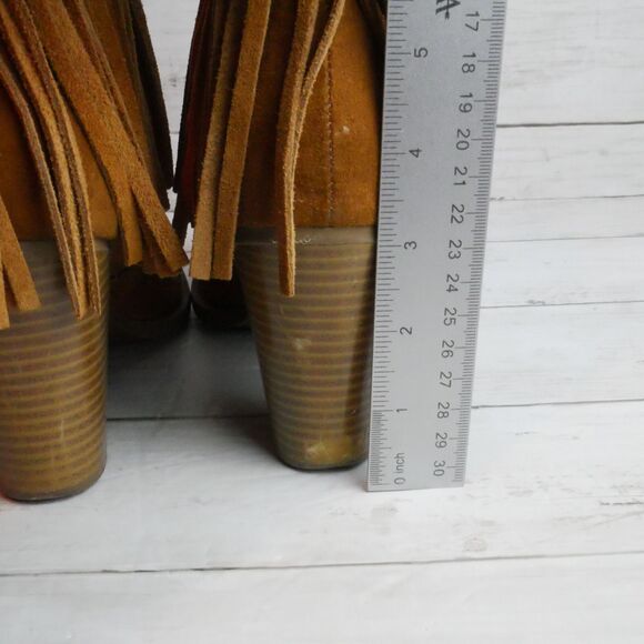 Mossimo Supply Co Womens Size 9 Brown Suede Fringe Side Zip Bootie - Picture 5 of 12